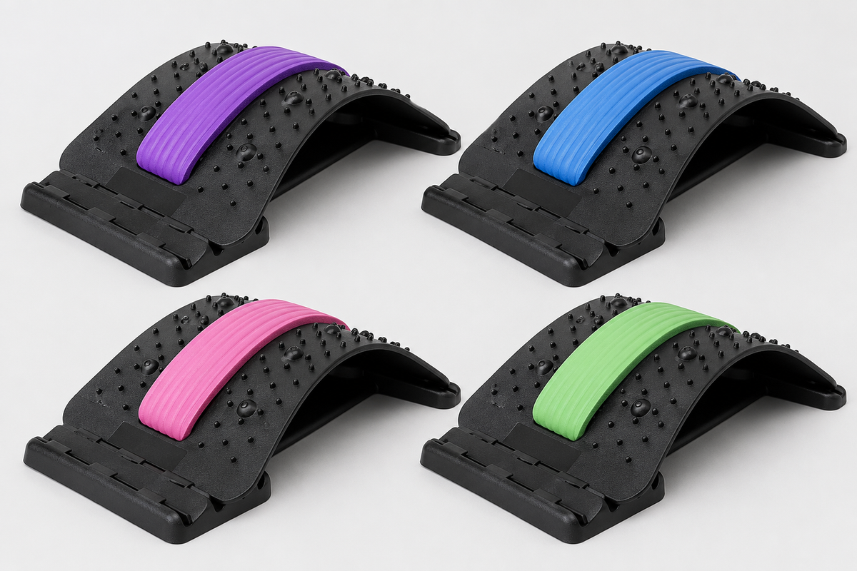 Estirador lumbar Nurevio en uso, tumbado boca arriba